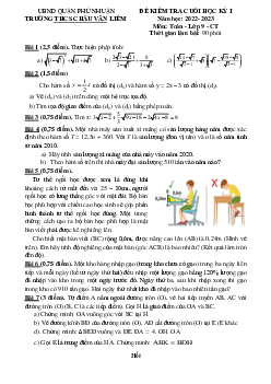 Đề cuối học kỳ 1 Toán 9 năm 2022 – 2023 trường THCS Châu Văn Liêm – TP HCM