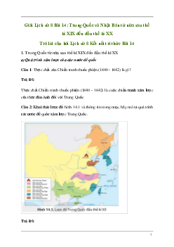 Giải Lịch sử 8 Bài 14: Trung Quốc và Nhật Bản từ nửa sau thế kỉ XIX đến đầu thế kỉ XX | Kết nối tri thức