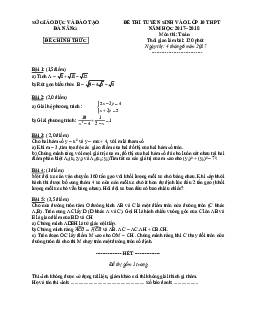 Đề thi tuyển sinh lớp 10 THPT năm học 2017 – 2018 môn Toán sở GD và ĐT Đà Nẵng
