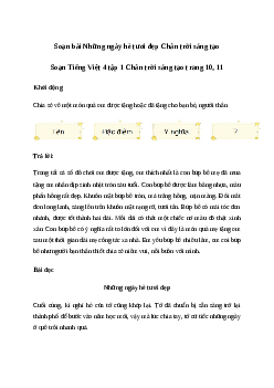 Soạn bài Đọc: Những ngày hè tươi đẹp - Tiếng Việt 4 Chân trời sáng tạo