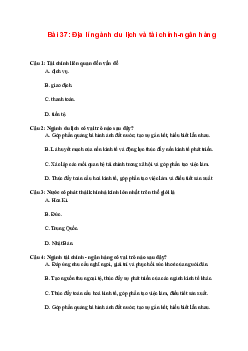 Trắc nghiệm Địa lí 10 Bài 37 Chương 10 | Chân trời sáng tạo