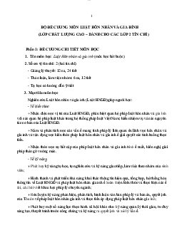 Đề cương ôn tập môn Luật hôn nhân và gia đình (chương trình Chất lượng cao)
