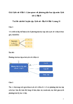 Giải Lịch sử Địa lí lớp 4 Bài 1: Làm quen với phương tiện học tập môn Lịch sử và Địa lí | Kết nối tri thức