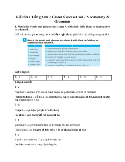 Giải SBT Tiếng Anh 7 Global Success Unit 7 Vocabulary & Grammar