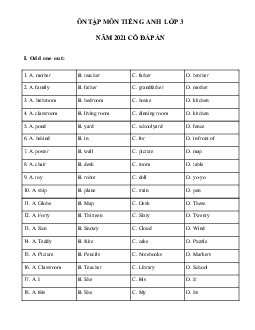 Bài ôn tập ở nhà  môn tiếng Anh lớp 3 có đáp án