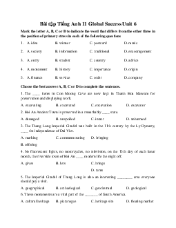 Giải Bài tập Unit 6  | Tiếng Anh 11 Global Success