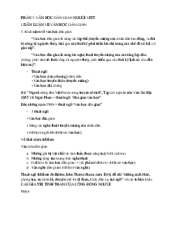 Lý thuyết Văn học Việt Nam phần 1 Văn học dân gian người Việt Nam
