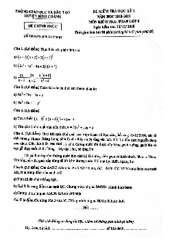 Đề kiểm tra học kỳ 1 Toán 8 năm học 2018 – 2019 phòng GD và ĐT Bình Chánh – TP. HCM