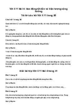 Giải Vật lí 11 Bài 4: Dao động tắt dần và hiện tượng cộng hưởng | Chân trời sáng tạo