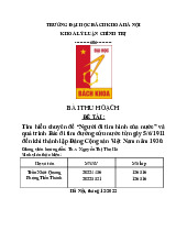 Bài thu hoạch Tìm hiểu chuyên đề “Người đi tìm hình của nước” và quá trình Bác đi tìm đường cứu nước từ ngày 5/6/1911 đến khi thành lập Đảng Cộng sản Việt Nam năm 1930 | Môn Tư tưởng Hồ Chí Minh - Đại học Bách Khoa Hà Nội