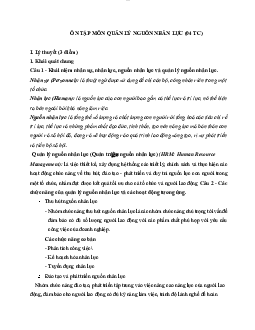 Đề cương ôn tập Quản lý nguồn nhân lực | Trường Đại học Khoa học, Đại học Thái Nguyên
