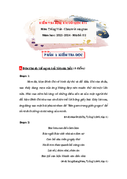 Đề thi Tiếng Việt lớp 4 học kì 1 Chân trời sáng tạo năm 2023 - Đề 2