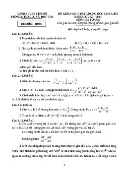 Đề khảo sát HSG Toán 8 năm 2023 – 2024 phòng GD&ĐT Yên Mô – Ninh Bình