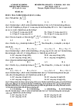 Đề cuối kì 1 Toán 11 năm 2023 – 2024 trường THPT Vĩnh Bảo – Hải Phòng