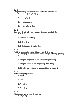 Trắc nghiệm khoa học tự nhiên 7 Bài 12 Mô tả sóng âm| Chân trời sáng tạo