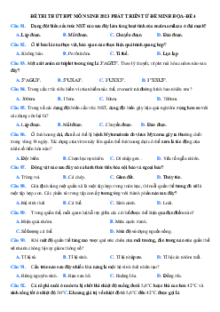 Đề thi thử THPT Quốc gia 2023 môn Sinh học bám sát đề minh họa - Đề 4 (có đáp án)