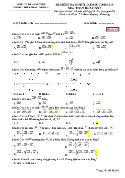 Đề kiểm tra 45 phút Hình học 10 chương 1 năm 2018 – 2019 trường Đoàn Thượng – Hải Dương