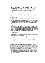 Chương 1 vai trò của triết học trong đời sống - Triết học Mác Lenin| Đại học Kinh Tế Quốc Dân