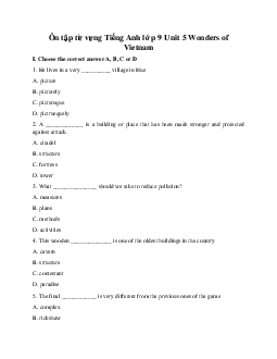 Bài tập Tiếng Anh 9 Unit 5 Wonders of Vietnam (số 1)