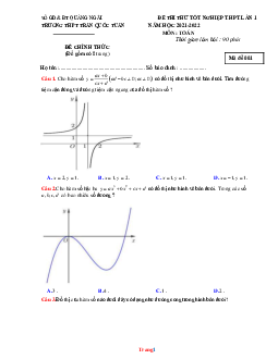 Đề Thi Thử TN 2022 Môn Toán THPT Trần Quốc Tuấn Có Đáp Án