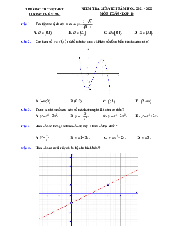 Đề kiểm tra giữa kì 1 Toán 10 năm 2021 – 2022 trường Lương Thế Vinh – Hà Nội