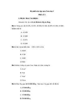 Bộ phiếu bài tập ôn ở nhà lớp 3 Môn Toán - Ôn tháng 4/2020