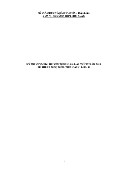 Đề thi Olympic 10 tháng 3 lần thứ 3 môn Tiếng Anh năm 2019 môn Tiếng Anh 10 THPT Phú Xuân