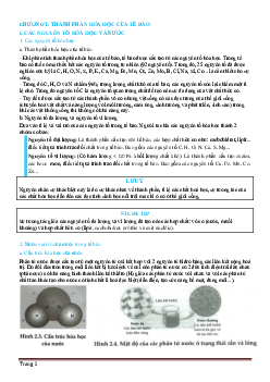 Bài tập trắc nghiệm thành phần hóa học của tế bào (có đáp án)