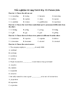 Trắc nghiệm từ vựng Unit 6 lớp 12: Future Jobs