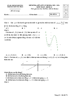 Đề giữa kỳ 1 Toán 12 năm 2023 – 2024 trường THPT Tuệ Tĩnh – Hải Dương