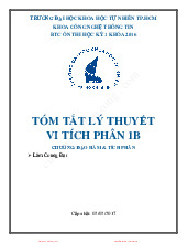 Tóm tắt lý thuyết chương Đạo hàm & tích phân môn Vi tích phân 1B | Trường Đại học Khoa học tự nhiên, Đại học Quốc gia Thành phố Hồ Chí Minh