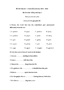 Đề thi giữa học kì 1 môn Tiếng Anh 6 năm 2023 - 2024 sách Explore English | Đề 2