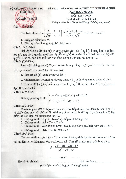 Đề Toán tuyển sinh lớp 10 năm 2019 – 2020 trường chuyên Thái Bình (Vòng 1)