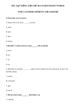 Bài tập i-Learn Smart World 10 unit 2 Entertainment and Leisure