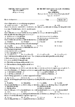Đề thi thử THPT Quốc gia lần 1 môn Sinh học năm 2020 trường THPT Lý Thái Tổ, Bắc Ninh