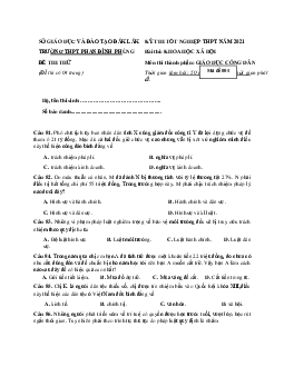 Đề thi thử THPT quốc gia 2021 môn GDCD trường Phan Đình Phùng, Đắk Lắk (có đáp án)