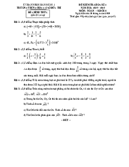Đề kiểm tra học kỳ 2 Toán 6 năm 2019 – 2020 trường THCS Đức Trí – TP HCM