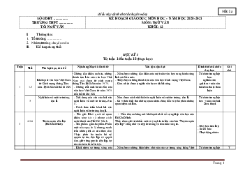 Kế hoạch giáo dục Ngữ Văn 12 năm 2020-2021