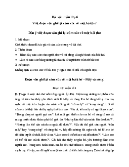 Văn mẫu lớp 6: Viết đoạn văn ghi lại cảm xúc về một bài thơ (21 mẫu) - Chân Trời Sáng Tạo
