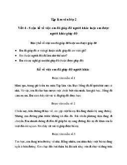 Tập làm văn lớp 2: Kể về việc em đã giúp đỡ người khác hoặc em được người khác giúp đỡ |  Kết Nối Tri Thức