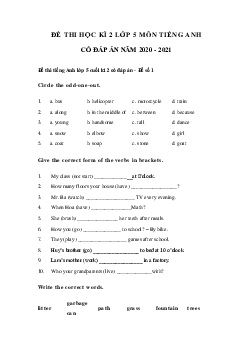 Bộ đề thi tiếng Anh lớp 5 học kì 2 năm 2022 - 2023