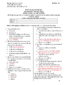 Đề thi kết thúc môn Khai phá dữ liệu dạng trắc nghiệm có đáp án