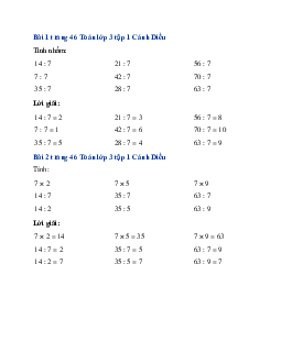 Giải SGK Toán lớp 3 trang 46, 47 Bảng chia 7 | Cánh Diều