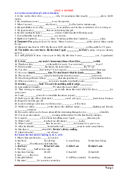 Chuyên đề 1: TENSES ôn thi vào lớp 10 môn Tiếng Anh (có đáp án)