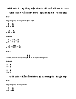 Giải Toán lớp 4 Bài 57: Quy đồng mẫu số các phân số | Kết nối tri thức