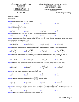 Đề KSCL học kỳ 2 Toán 12 năm 2020 – 2021 sở GD&ĐT Nam Định