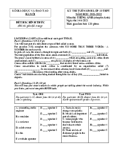 Đề thi Tuyển sinh vào lớp 10 THPT Chuyên Chu Văn An & Hà Nội Ansterdam năm 2021-2022