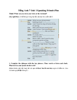 Tiếng Anh 7 Unit 1 Speaking Friends Plus