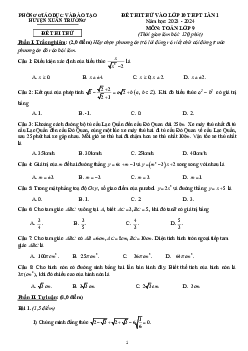Đề thi thử Toán vào 10 lần 1 năm 2023 – 2024 phòng GD&ĐT Xuân Trường – Nam Định