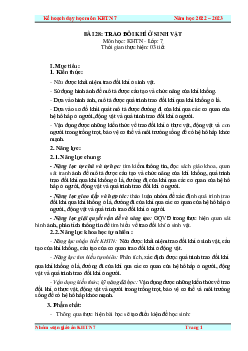 Giáo án Bài 28: Trao đổi khí ở sinh vật | Khoa Học Tự Nhiên 7 Kết nối tri thức